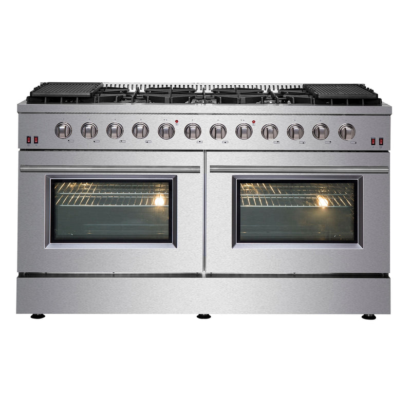 Forno Galiano 60 In. 8.64 cu. ft. Professional Freestanding Gas Range in Stainless Steel, FFSGS6244-60