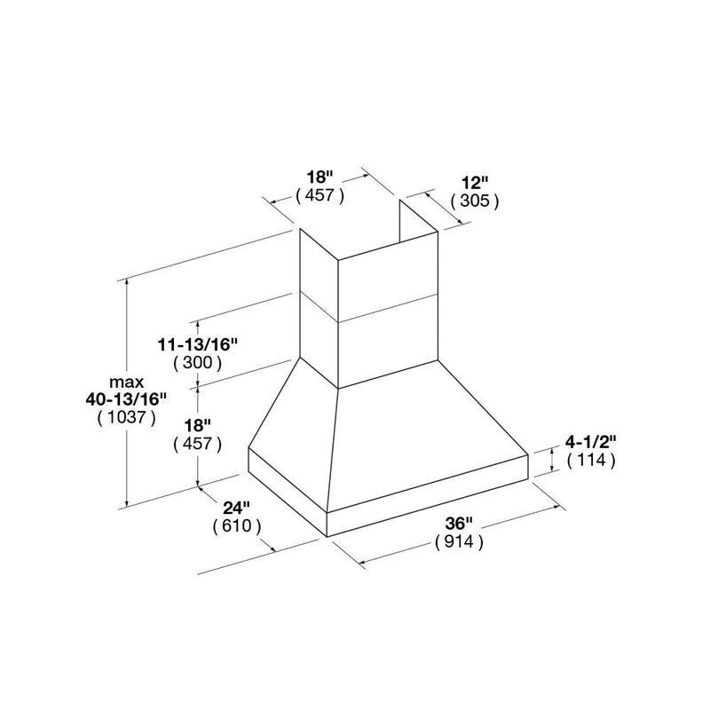 Fulgor Milano 36 in. 1000 CFM Professional Wall Mount Range Hood in Stainless Steel - F6PC36DS1