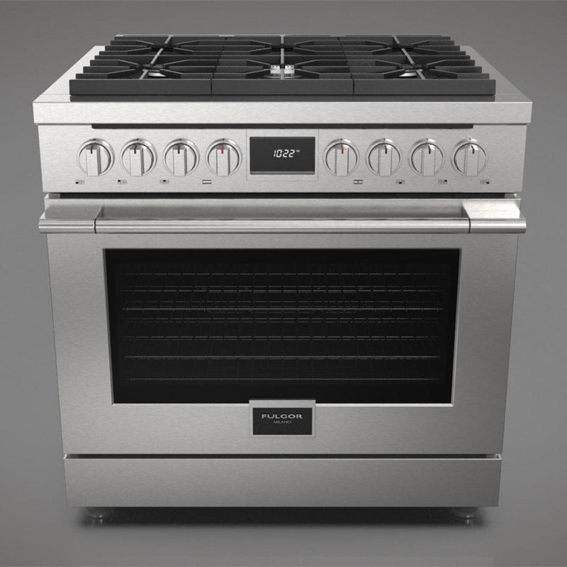 Fulgor Milano 36 in. 400 Series Accento Dual Fuel Range in Stainless Steel -F4PDF366S1