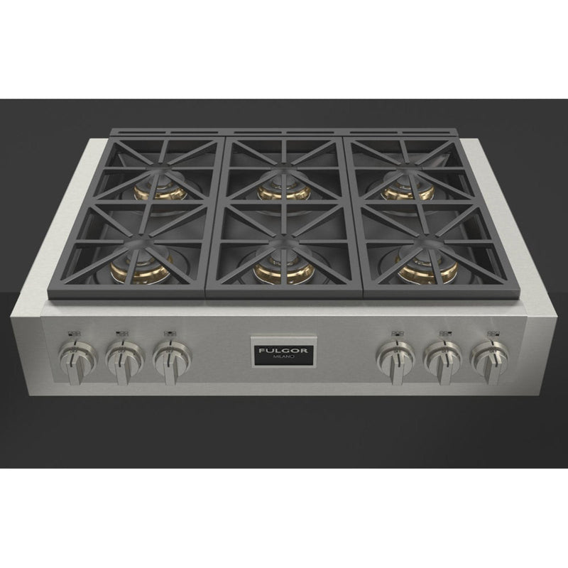 Fulgor Milano 36 in. 600 Professional Series All Gas Rangetop in Stainless Steel - F6GRT366S1