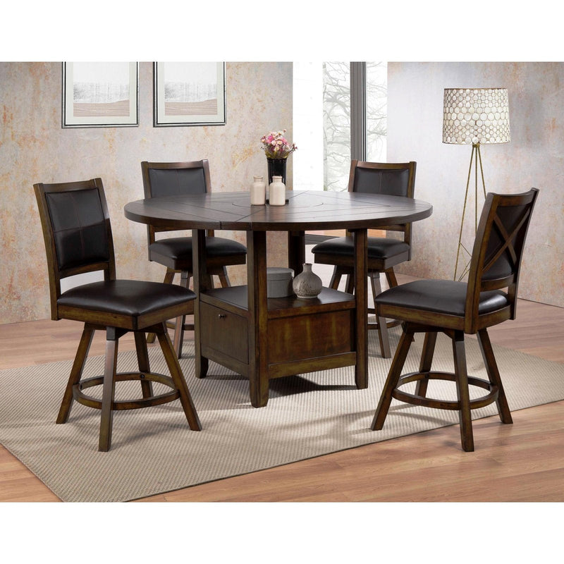 Nashville 5-Pieces Counter Height Dining Table With Storage Base