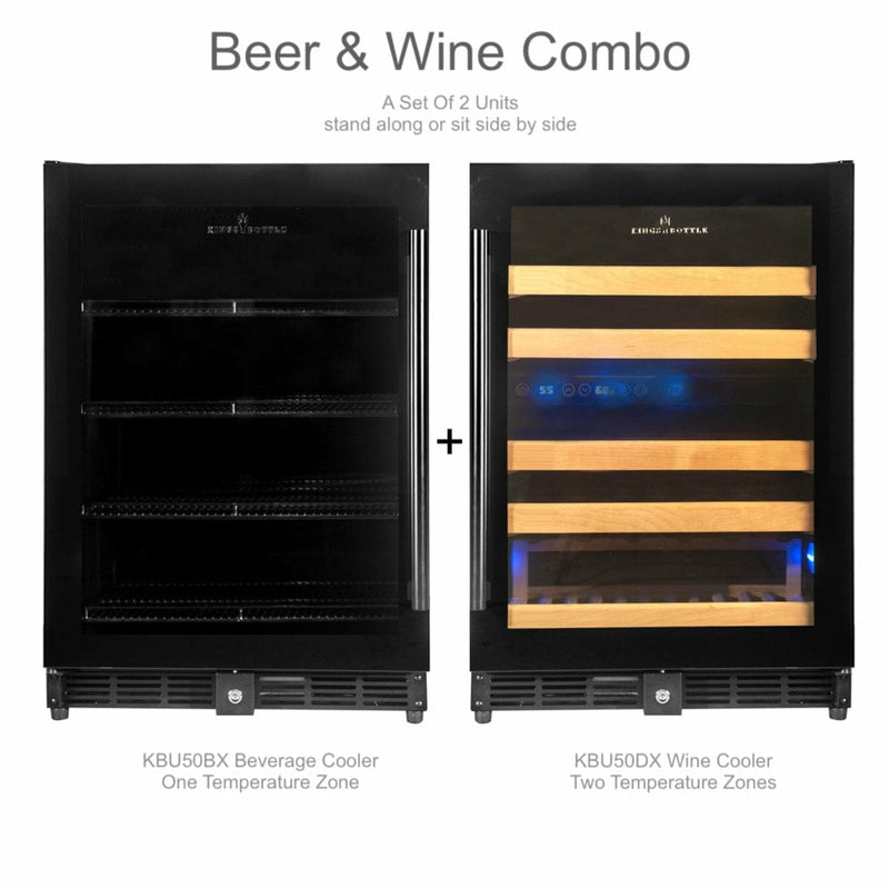 Kings Bottle 48" Glass Door Wine And Beverage Fridge Center Built In - KBU50BW3-FG