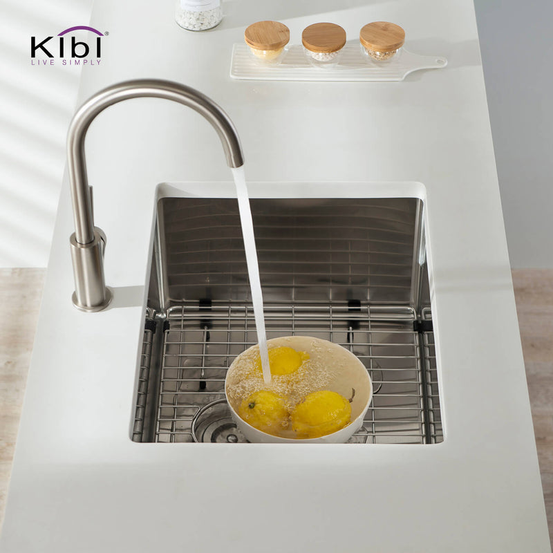 Kibi 23" x 18" x 10" Handcrafted Undermount Single Bowl Kitchen Sink With Satin Finish - K1-S23