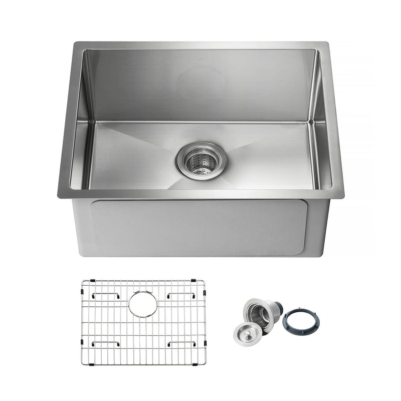 Kibi 23" x 18" x 10" Handcrafted Undermount Single Bowl Kitchen Sink With Satin Finish - K1-S23