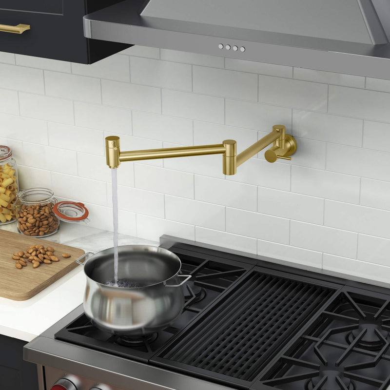 Kibi Circular Kitchen Pot Filler in Brushed Gold Finish - KPF601BG