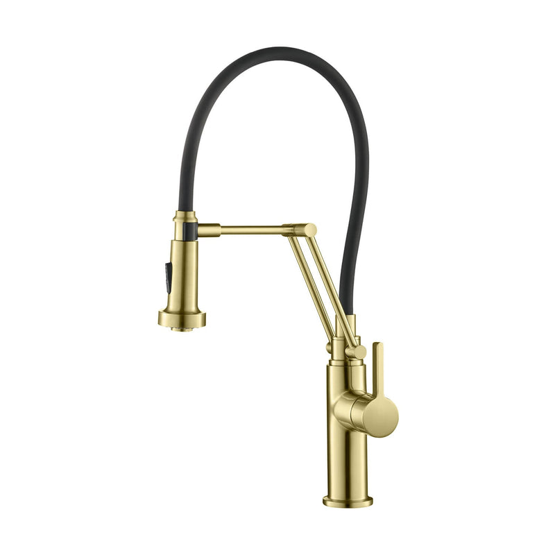 Kibi Engel Single Handle Pull Down Kitchen Faucet In Brushed Gold Finish - KKF2014BG