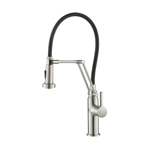 Kibi Engel Single Handle Pull Down Kitchen Faucet In Brushed Nickel Finish - KKF2014BN