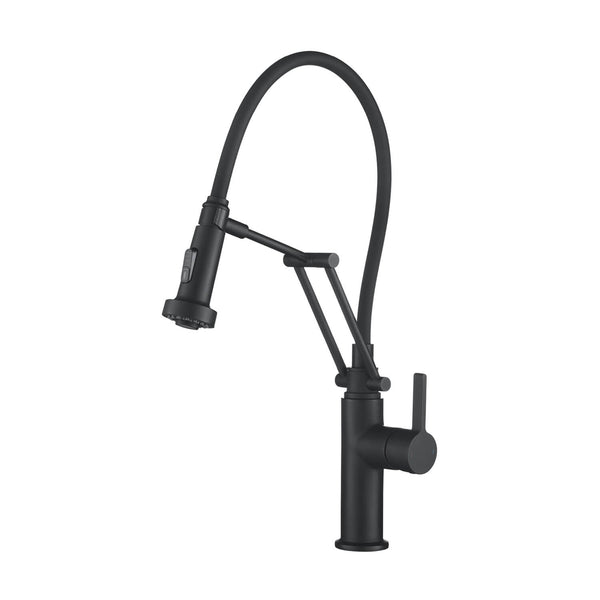 Kibi Engel Single Handle Pull Down Kitchen Faucet In Matte Black Finish - KKF2014MB