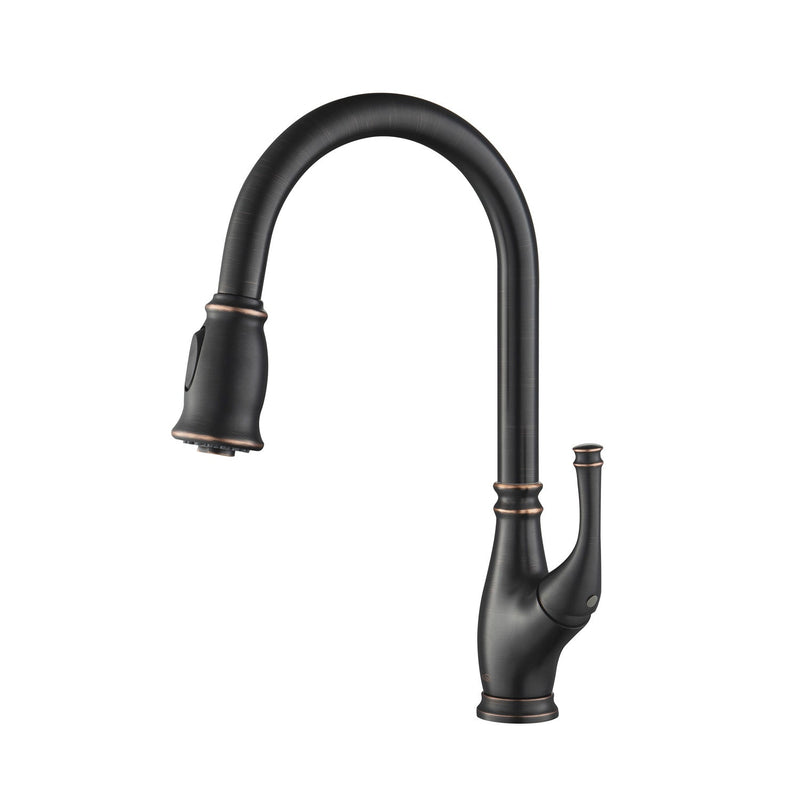 Kibi Summit Single Handle High Arc Pull Down Kitchen Faucet With Soap Dispenser in Oil Rubbed Bronze Finish - C-KKF2009ORB-KSD101ORB