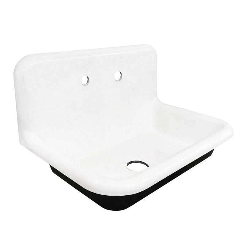 Kingston Brass 30 in. Cast Iron Single Bowl Wall Mount Sink, White - GCLWS302019