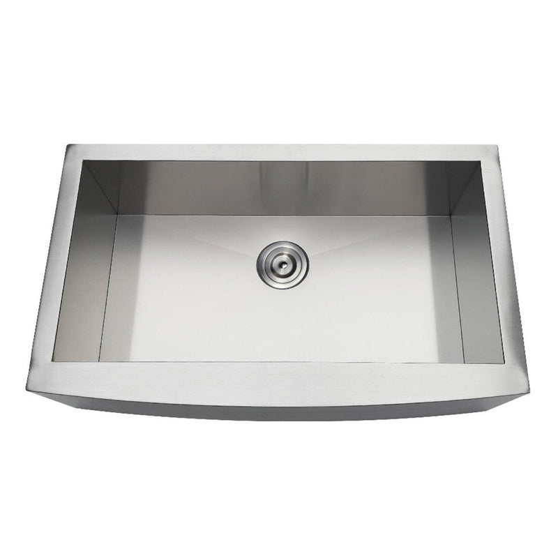 Kingston Brass 33 in. Drop-In Stainless Steel Apron-Front Single Bowl Farmhouse Kitchen Sink, Brushed - GKTSF33209