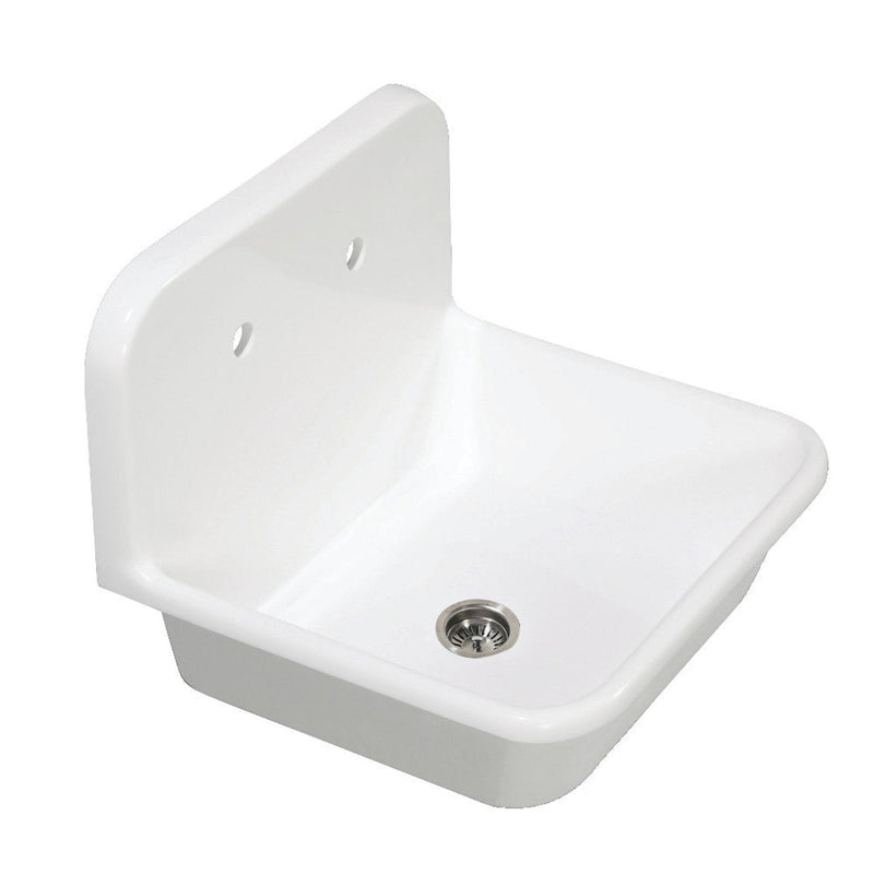 Kingston Brass Arcticstone 24 in. Solid Surface Farmhouse Kitchen Sink with Backsplash, Matte White - GKTA242119