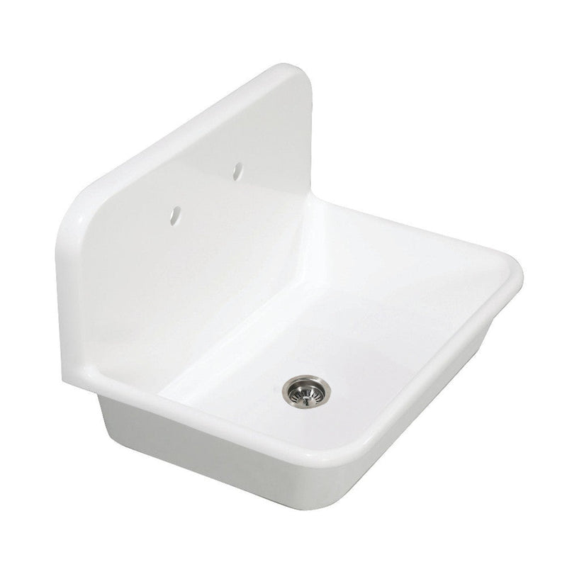 Kingston Brass Arcticstone 30 in. Solid Surface Farmhouse Kitchen Sink with Backsplash, Matte White - GKTA302119