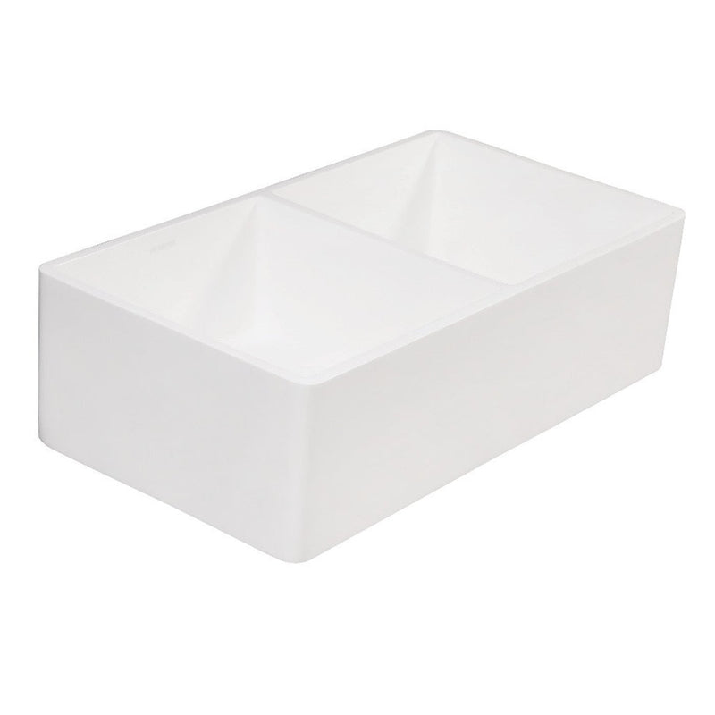 Kingston Brass Arcticstone 33 in. Solid Surface Farmhouse Kitchen Sink, Matte/Glossy White - GPFA331810BCD