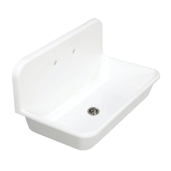 Kingston Brass Arcticstone 36 in. Solid Surface Farmhouse Kitchen Sink with Backsplash, Matte White - GKTA362119