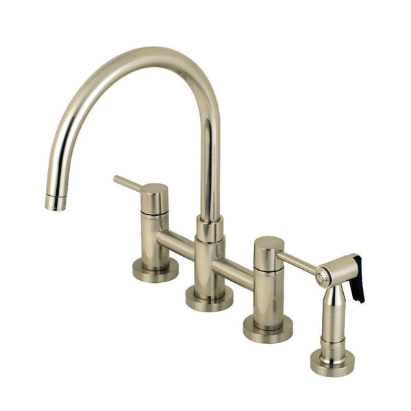 Kingston Brass Concord Two-Handle Bridge Kitchen Faucet with Brass Side Sprayer - KS8278DLBS