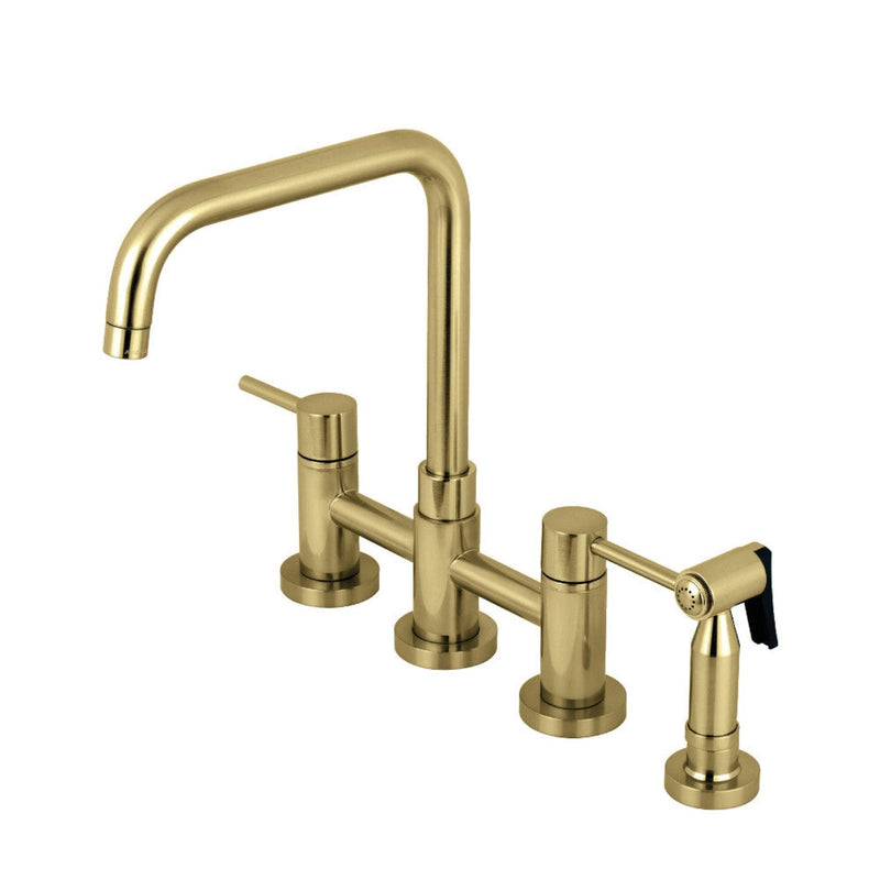 Kingston Brass Concord Two-Handle Bridge Kitchen Faucet with Brass Sprayer - KS8287DLBS