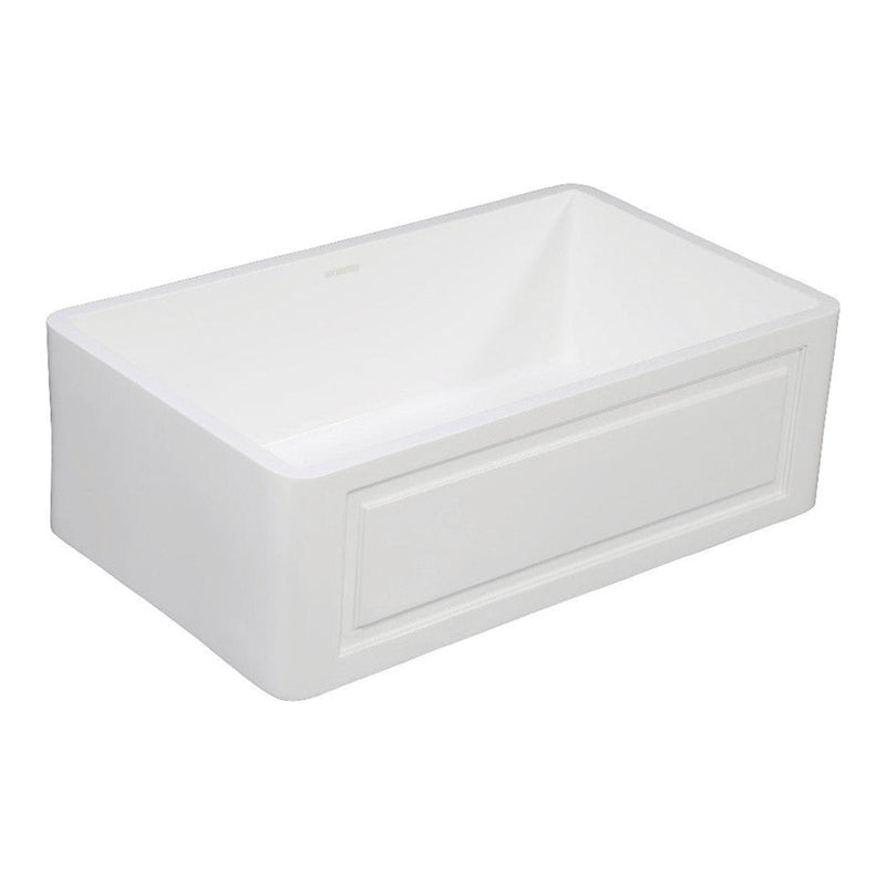 Kingston Brass Solid Surface Matte Stone Apron Front Farmhouse Single Bowl Kitchen Sink, Matte White - GKFA331810LD