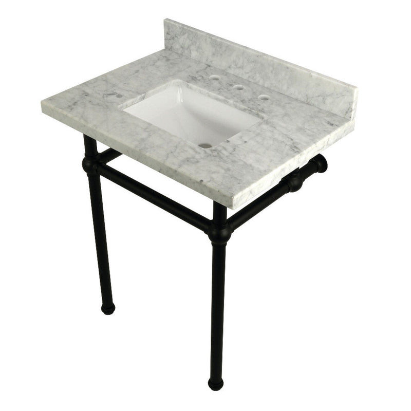 Kingston Brass Templeton 30" x 22" Carrara Marble Vanity Top with Brass Console Legs - KVPB30MBSQ1