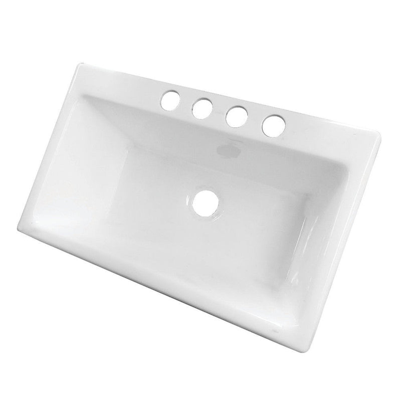 Kingston Brass Towne 36-Inch Cast Iron Undermount Kitchen Sink, 4-Hole, White - GCKUS362211