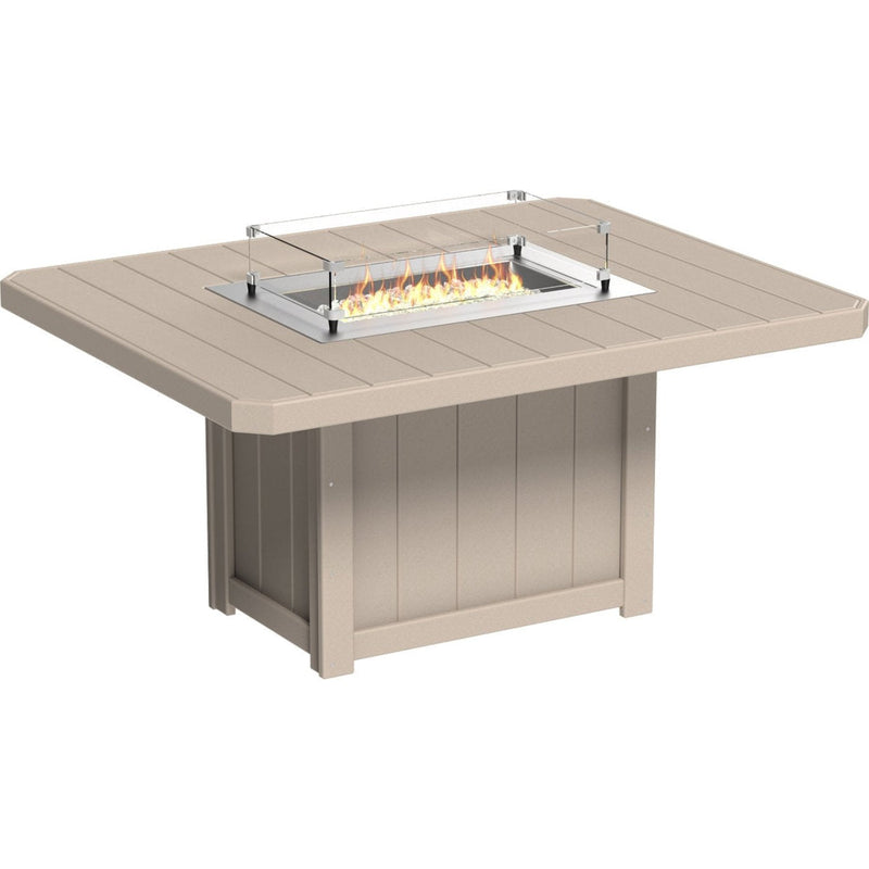 LuxCraft Lumin Fire Table 62″ Rectangular Dining Height - LFT62R-DHCHB