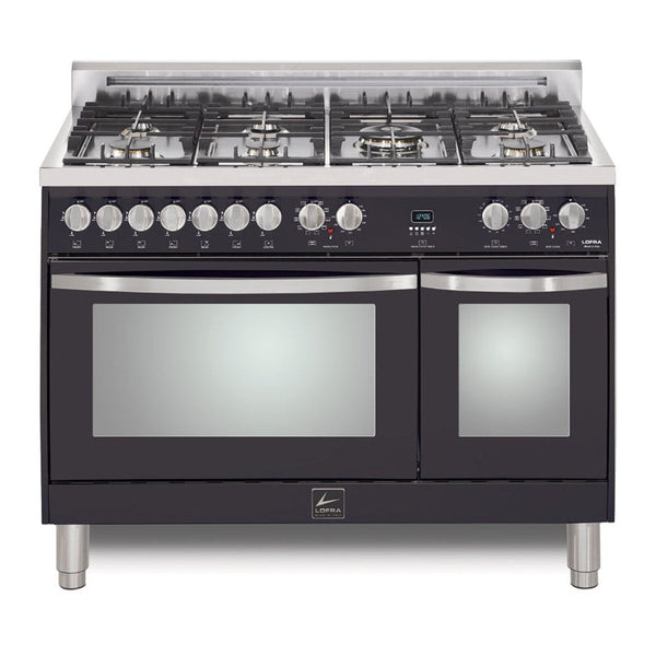 Lofra Curva 48" Matte Black Steel Trim Dual Fuel Double Oven Range - CKSD48MMG700