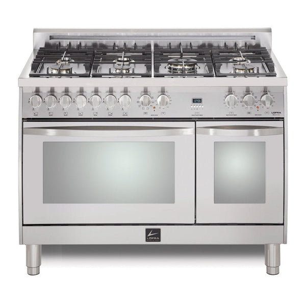 Lofra Curva 48" Stainless Steel Finish & Trim Dual Fuel Double Oven Range - CXSD48MMG700