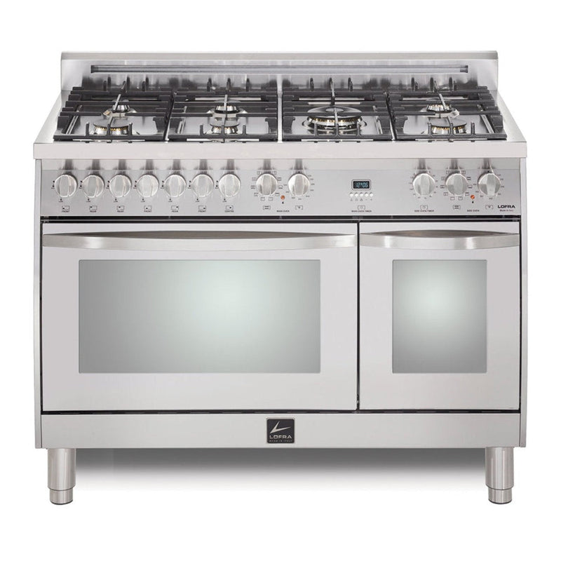 Lofra Curva 48" Stainless Steel Finish & Trim Dual Fuel Double Oven Range - CXSD48MMG700