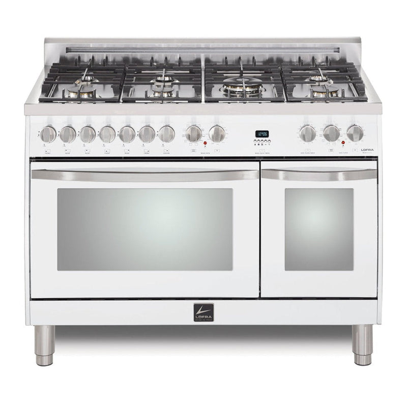 Lofra Curva 48" White Steel Trim Dual Fuel Double Oven Range - CWSD48MMG700