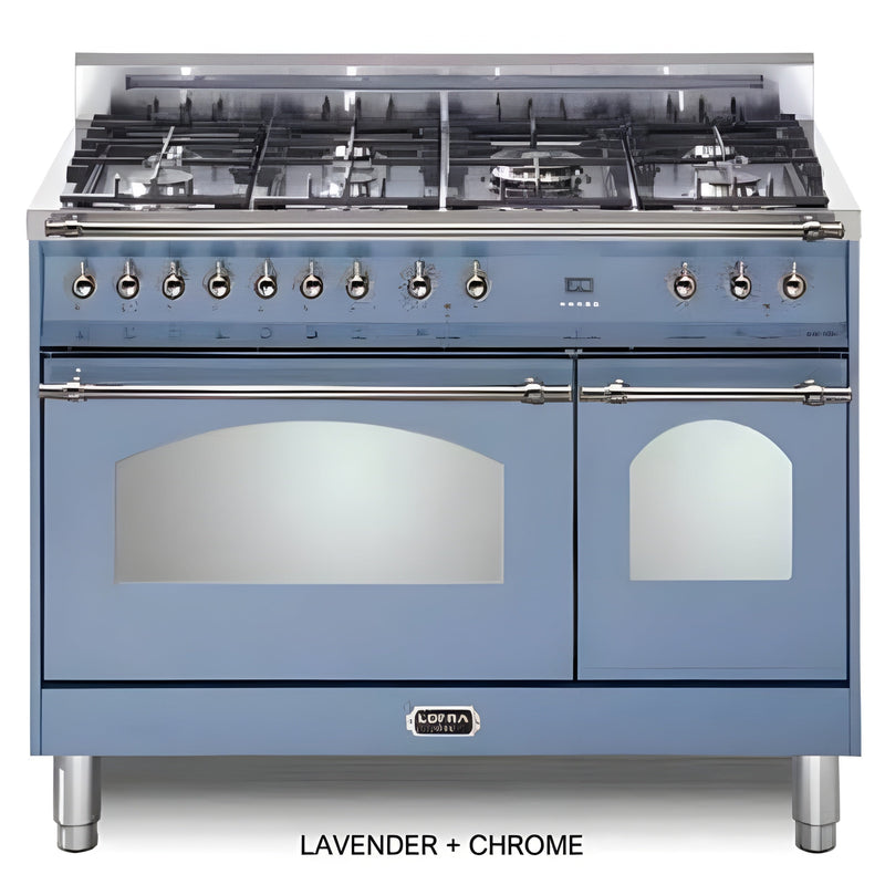 Lofra Dolcevita 48" Lavender Chrome Trim Dual Fuel Double Oven Range - RLCD48MMG700