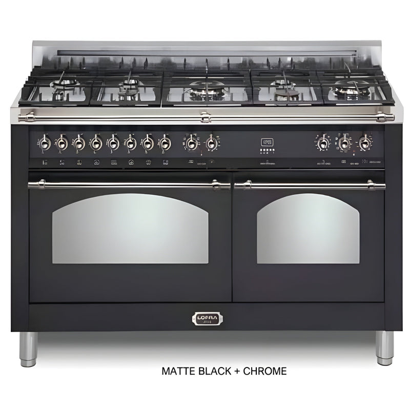 Lofra Dolcevita 60" Matte Black Chrome Trim Dual Fuel Double Oven Range - RKCD60MMG800