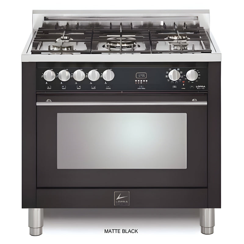 Lofra Maestro 36" Matte Black Steel Trim Dual Fuel Single Oven Range - MKSS36M0G500