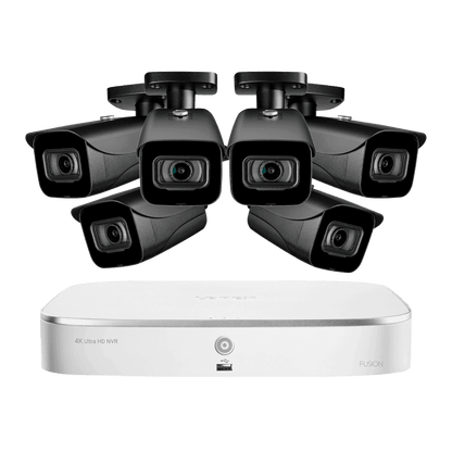 Lorex 4K 8-Channel Fusion NVR System with Six 4K 8MP IP Cameras Security Surveillance System New N4K2-86BB