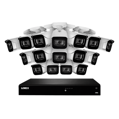 Lorex 16-Channel Fusion NVR System with Sixteen 4K 8MP IP Cameras Security Surveillance System New N4K3-1616WB