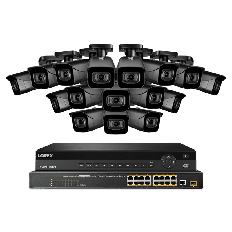 Lorex 32-Channel NVR System with Sixteen 4K 8MP IP Cameras Security Surveillance System New NC4K8-3216BB