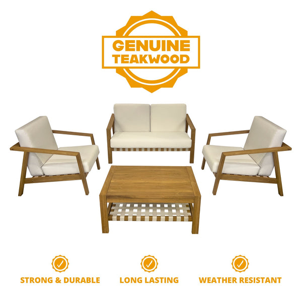 Luna 4-Piece Teakwood Deep Seating Patio Set