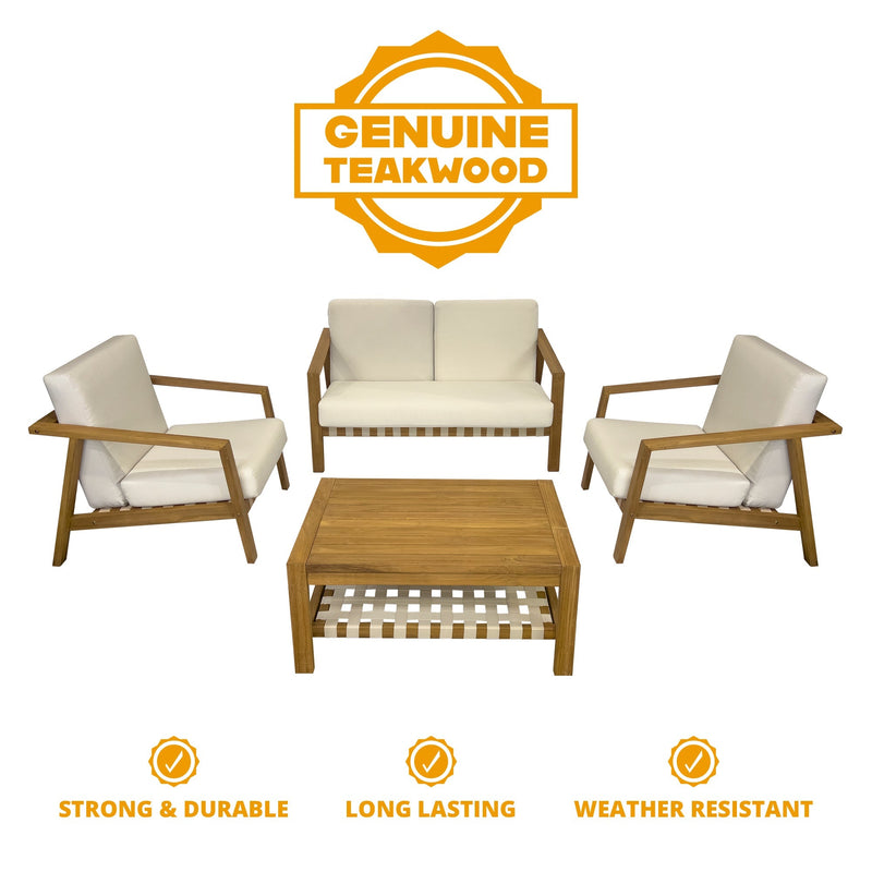 Luna 4-Piece Teakwood Deep Seating Patio Set