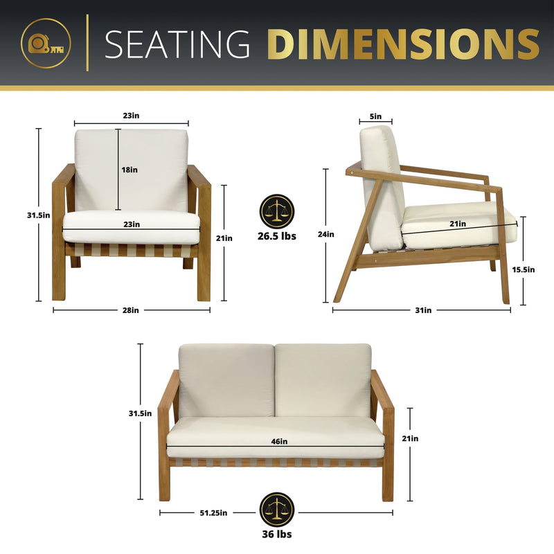 Luna 4-Piece Teakwood Deep Seating Patio Set