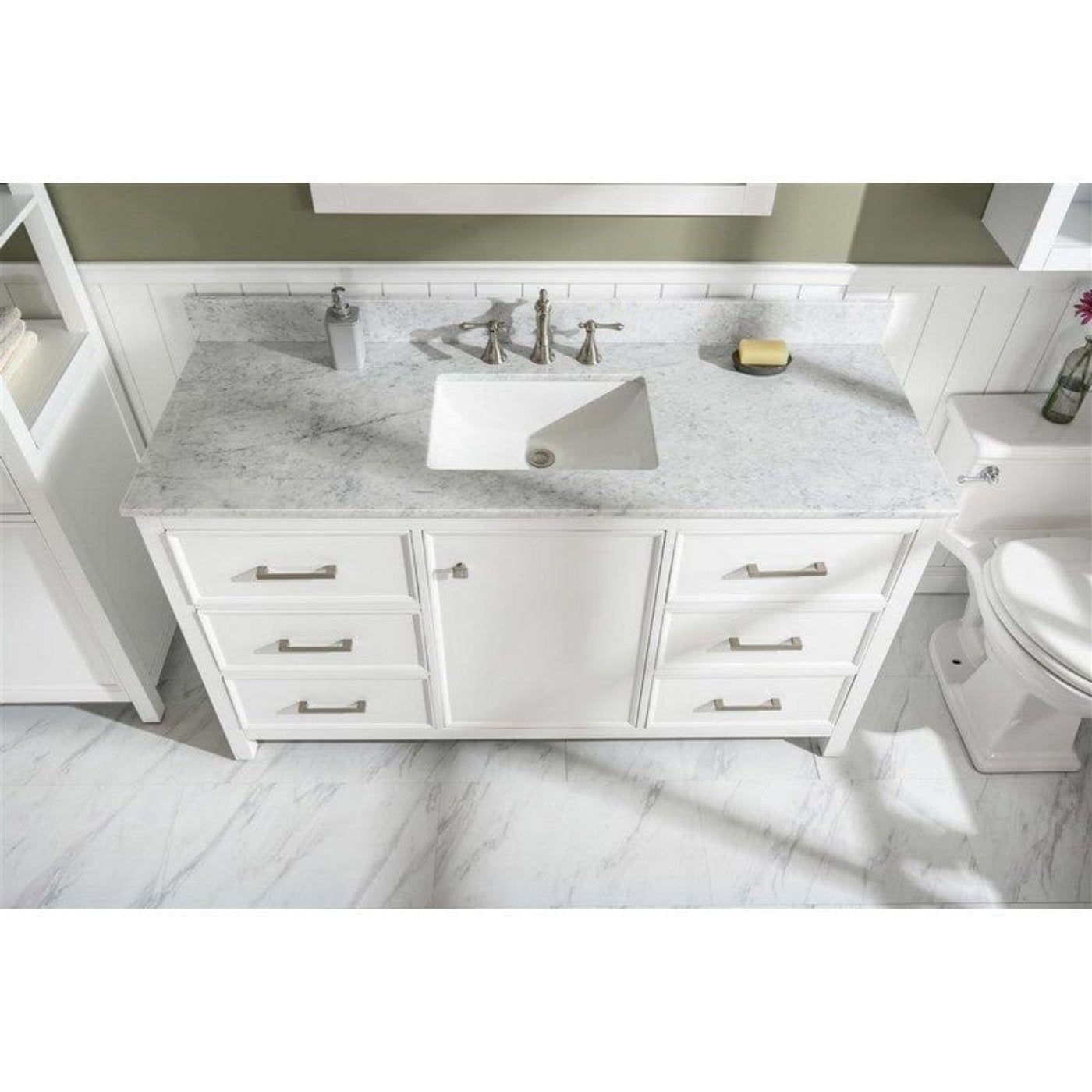 Legion Furniture WLF2236-W 36 Inch White Finish Sink Vanity Cabinet with Carrara White Top
