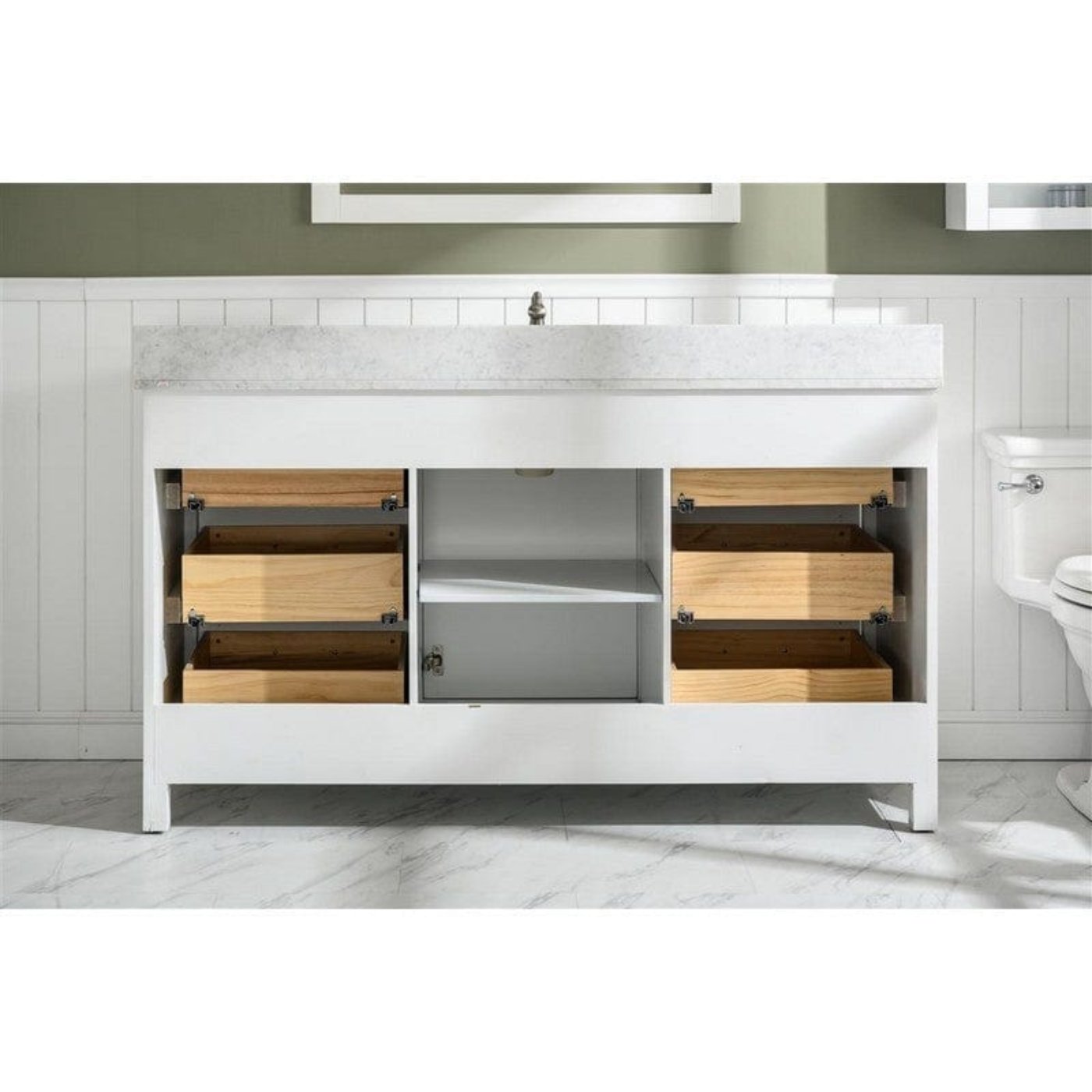 Legion Furniture WLF2236-W 36 Inch White Finish Sink Vanity Cabinet with Carrara White Top