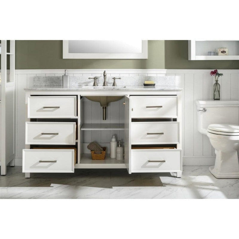 Legion Furniture WLF2236-W 36 Inch White Finish Sink Vanity Cabinet with Carrara White Top