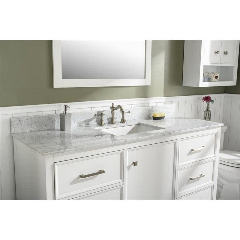 Legion Furniture WLF2160S-W 60 Inch White Finish Single Sink Vanity Cabinet with Carrara White Top - Backyard Provider