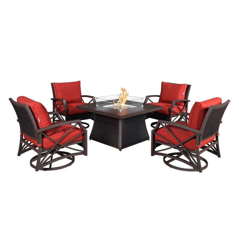 Uri 5-Piece Outdoor Fire Pit Table Set for Patio