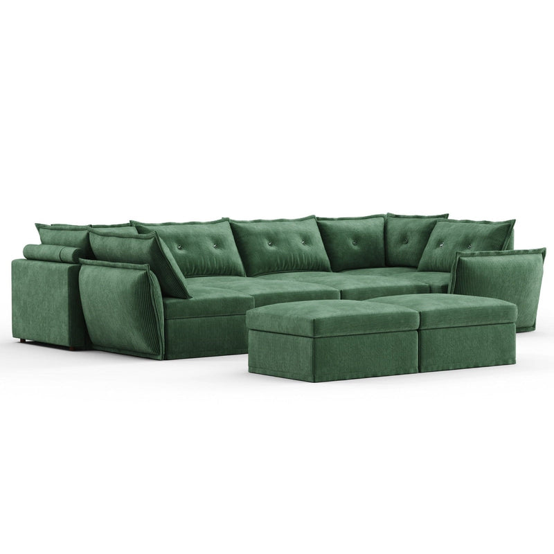 RUBIK X 5 Seats With Corner & 4 Ottomans US-LH-SPF-Sofa-S866