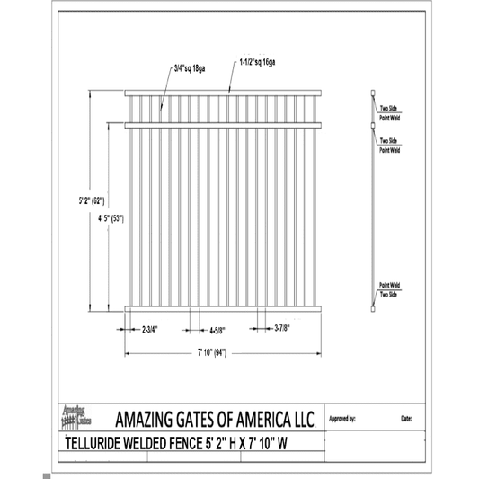 Amazing Gates Telluride Welded Fence Panel DH-FN-TELL-WLD-5