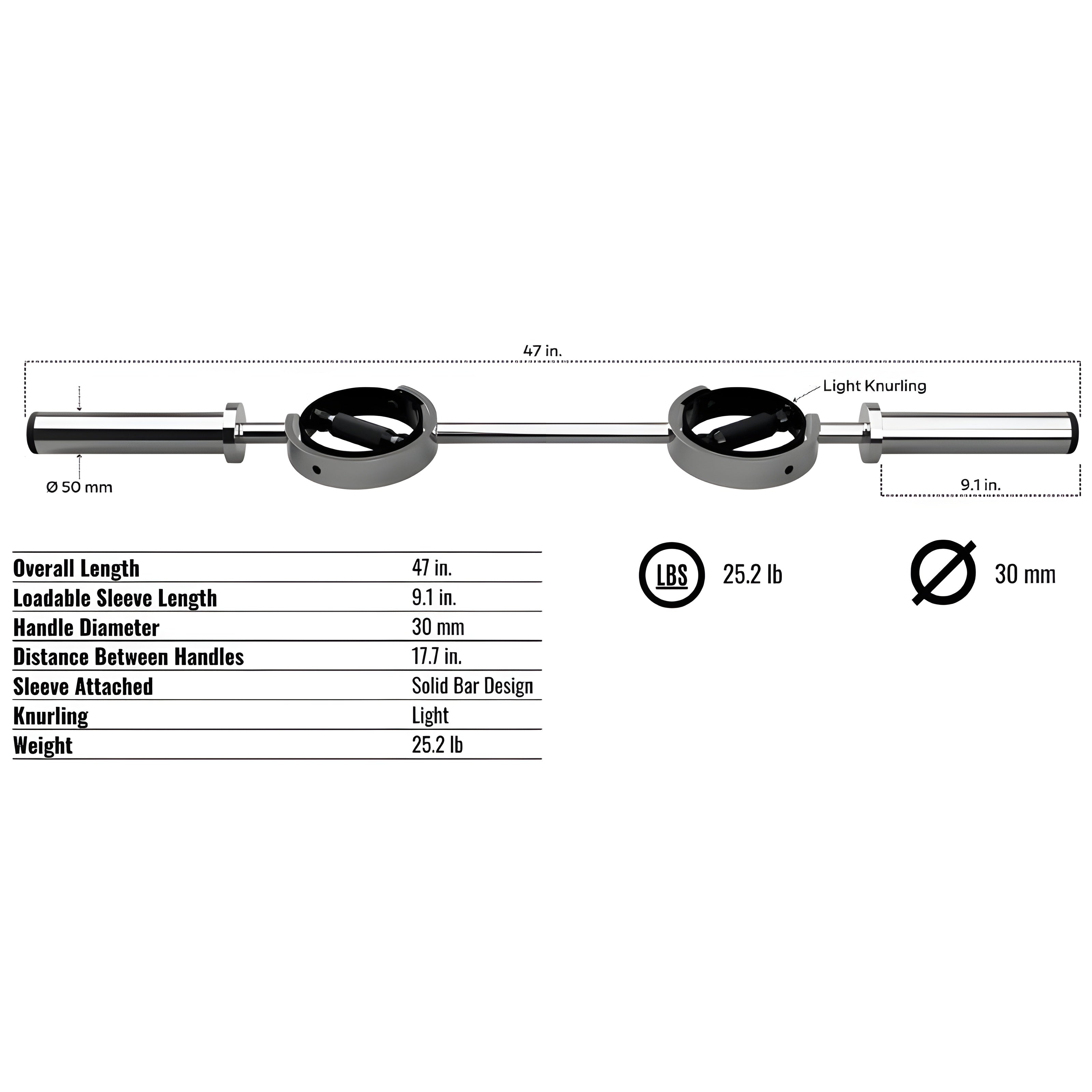 Troy Supra 47" Olympic Curl Bar - SBCB-47