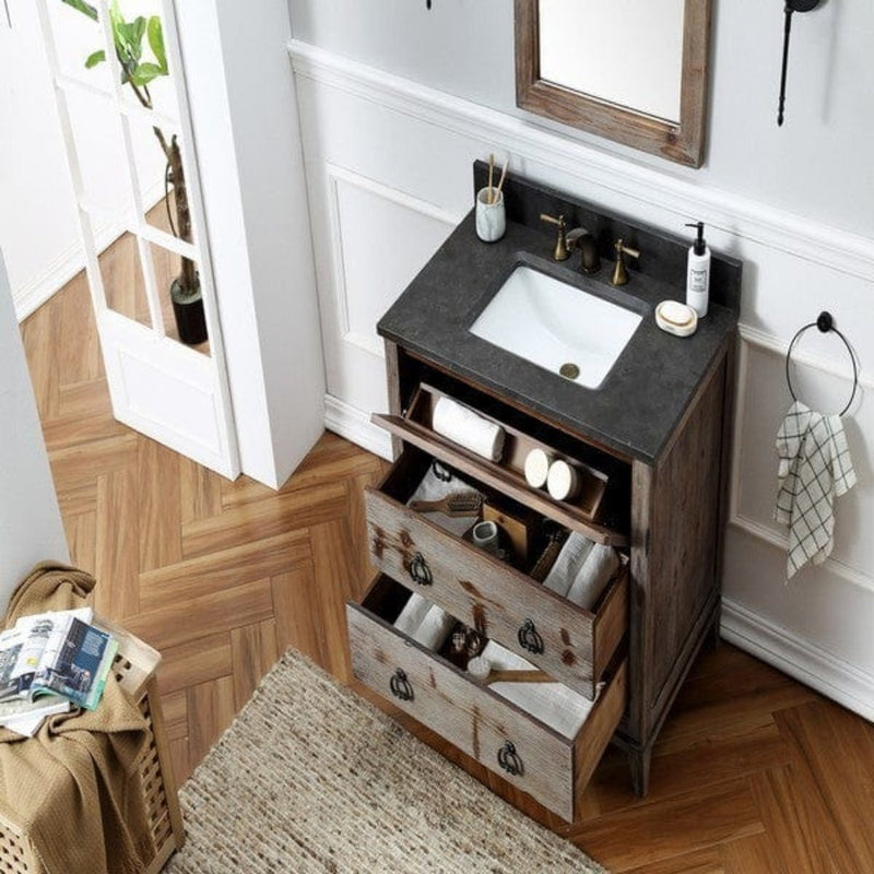 Legion Furniture 48 Inch Solid Wood Vanity in Brown with Moon Stone Top | WH5148-BR