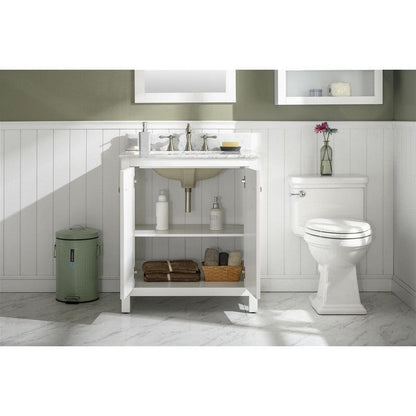 Legion Furniture WLF2154-W 54 Inch White Finish Double Sink Vanity Cabinet with Carrara White Top - Backyard Provider