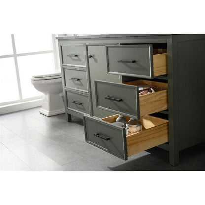 Legion Furniture WLF2160S-PG 60 Inch Pewter Green Finish Single Sink Vanity Cabinet with Blue Lime Stone Top - Backyard Provider