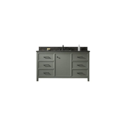 Legion Furniture WLF2160S-PG 60 Inch Pewter Green Finish Single Sink Vanity Cabinet with Blue Lime Stone Top - Backyard Provider